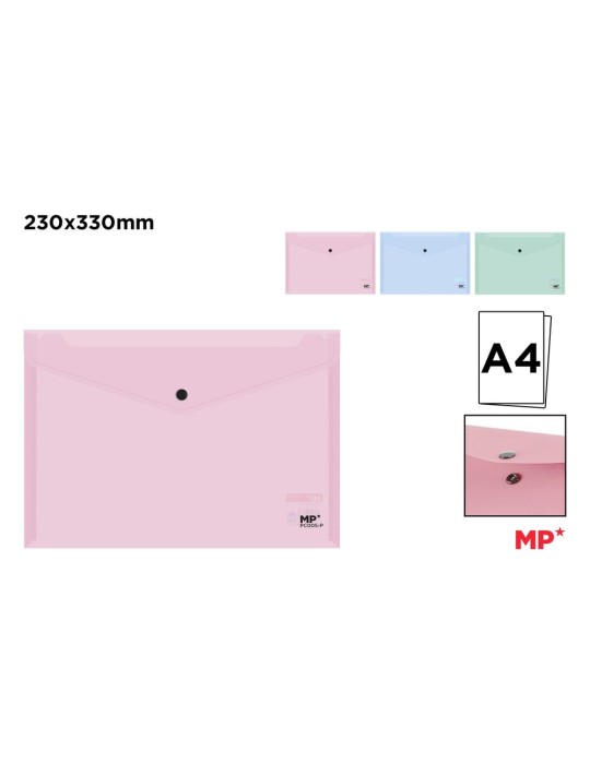 Pack de 30 carpetas sobre con botón A4 pastel