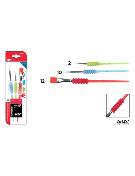 Pack de 6 blísteres de 3 pinceles infantiles Artix, Modelo 1