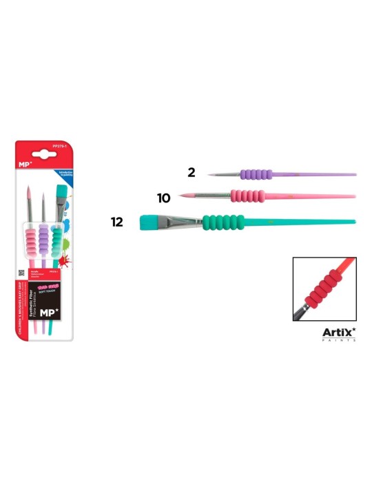 Pack de 6 blísteres de 3 pinceles infantiles Artix, Modelo 2