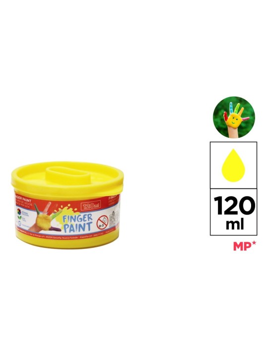 Pack de 3 botes de pintura de dedos Artix 120 ml, Amarillo