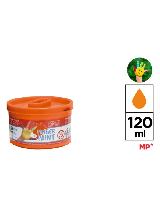 Pack de 3 botes de pintura de dedos Artix 120 ml, Naranja