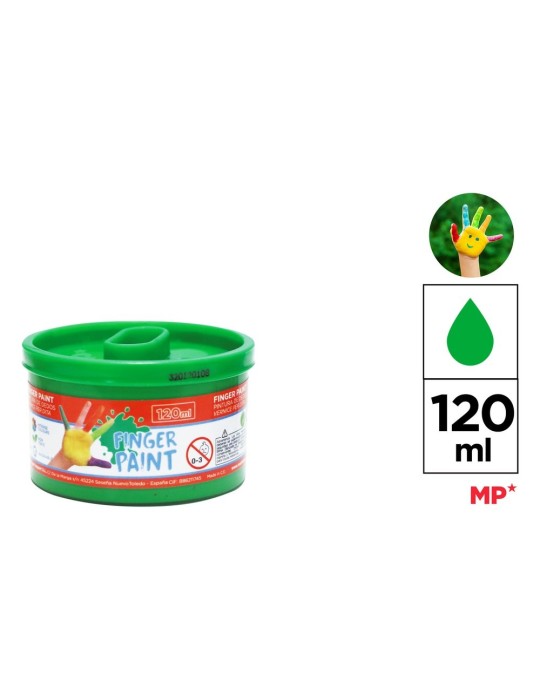 Pack de 3 botes de pintura de dedos Artix 120 ml, Verde