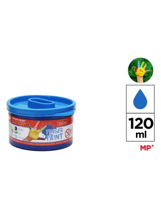 Pack de 3 botes de pintura de dedos Artix 120 ml, Azul