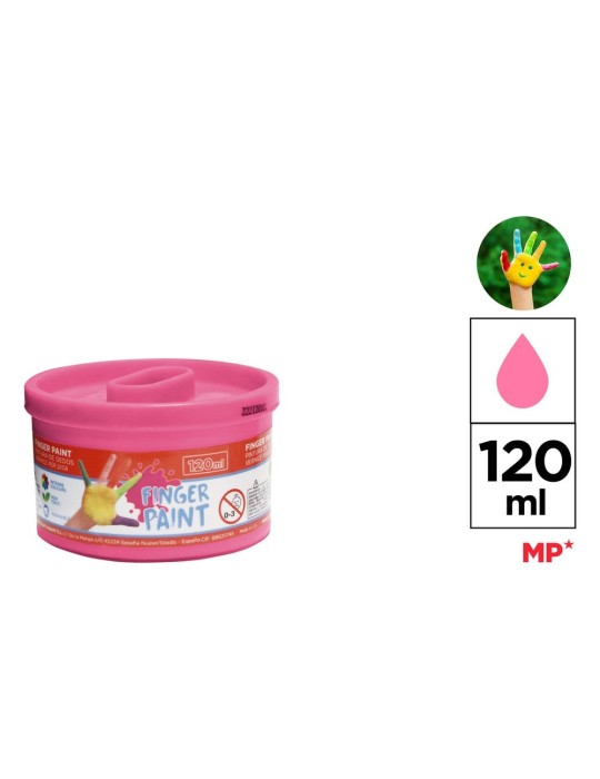 Pack de 3 botes de pintura de dedos Artix 120 ml, Rosa