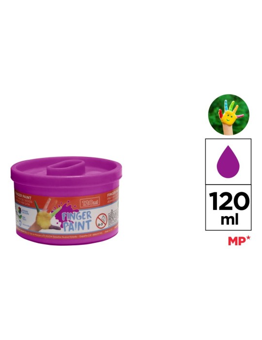 Pack de 3 botes de pintura de dedos Artix 120 ml, Violeta