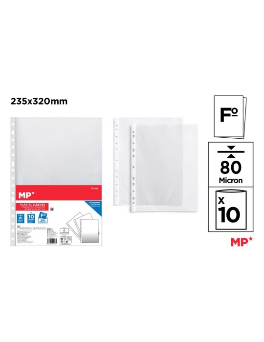 Pack de 6 paquetes de 10 fundas Fº cristal, 80 micras