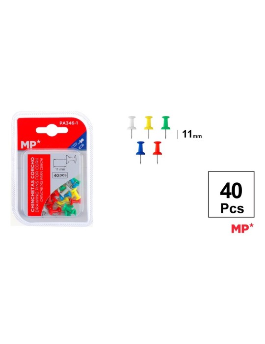 Pack de 6 cajas de 40 chinchetas surtidas 11 mm