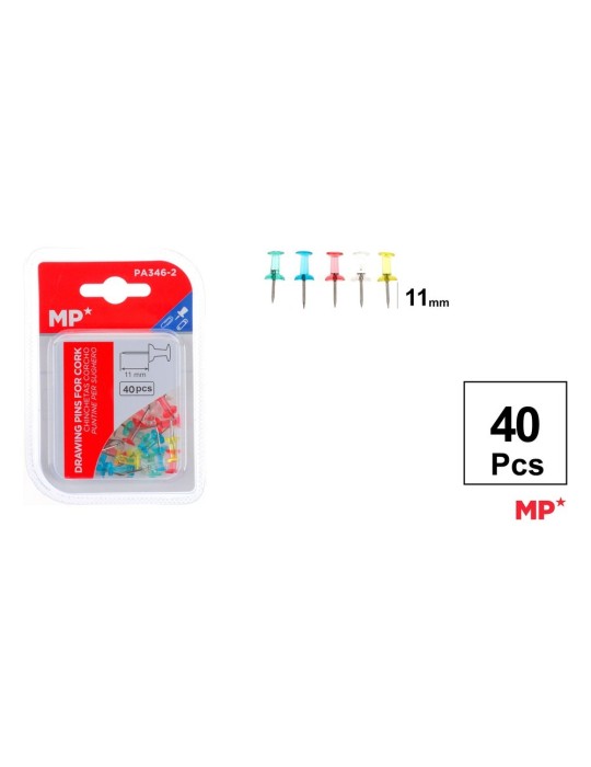 Pack de 6 cajas de 40 chinchetas transparentes 11 mm