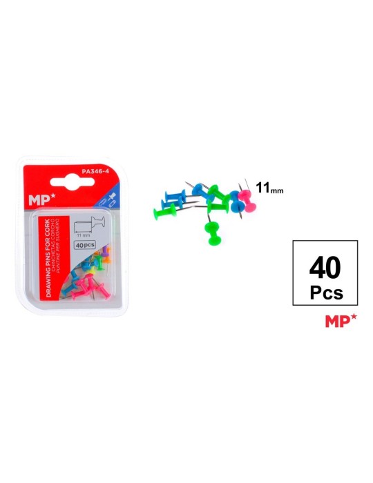 Pack de 6 cajas de 40 chinchetas fluorescentes 11 mm