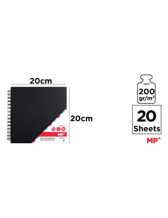 Pack de 3 álbumes de scrapbooking negro 20 × 20 cm