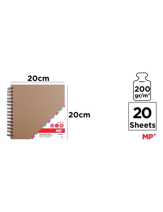 Pack de 3 álbumes de scrapbooking kraft 20 × 20 cm