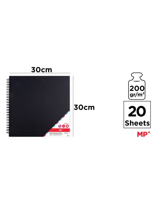 Pack de 3 álbumes de scrapbooking negro 30 × 30 cm