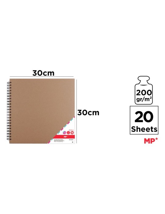 Pack de 3 álbumes de scrapbooking kraft 30 × 30 cm