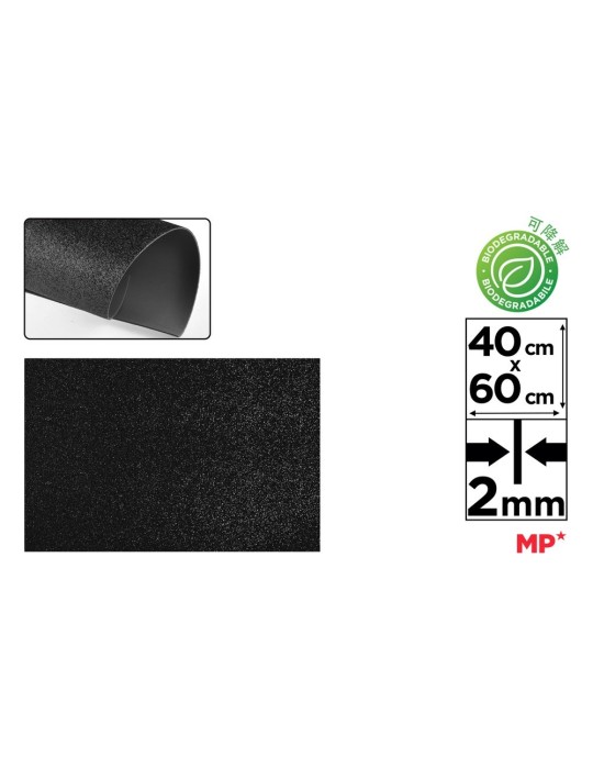 Pack de 6 láminas de goma EVA con purpurina 40 × 60 cm, Negro