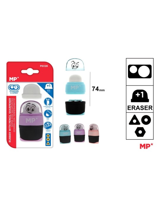Pack de 6 gomas con sacapuntas Egg y recambio