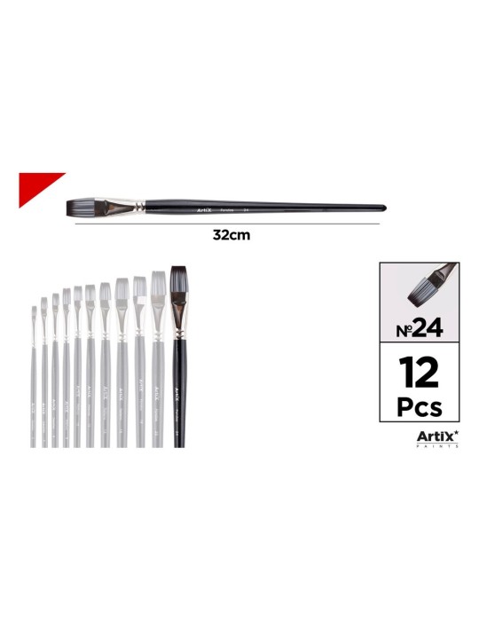 Pincel plano de pelo sintético gris y blanco - Artix, Nº 24