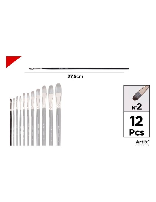 Pincel lengua de gato de pelo sintético gris y blanco - Artix, Nº 2