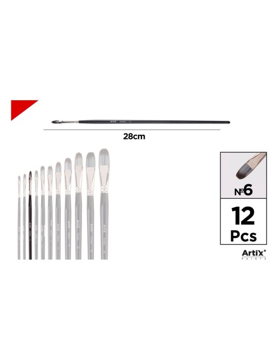 Pincel lengua de gato de pelo sintético gris y blanco - Artix, Nº 6