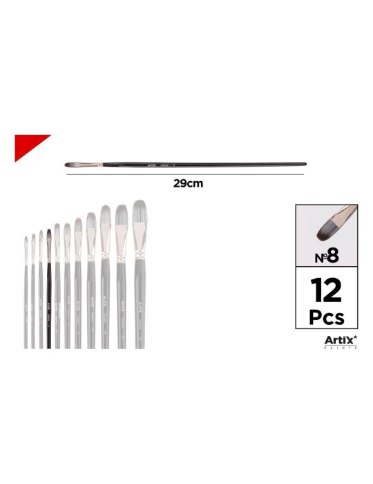 Pincel lengua de gato de pelo sintético gris y blanco - Artix, Nº 8