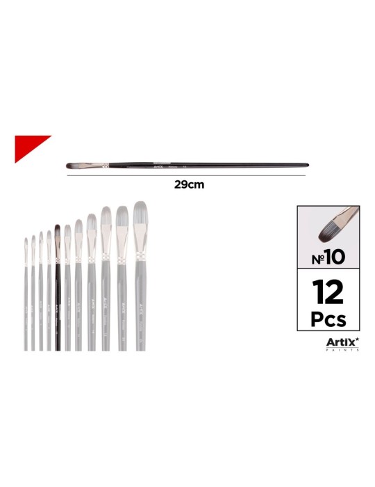 Pincel lengua de gato de pelo sintético gris y blanco - Artix, Nº 10