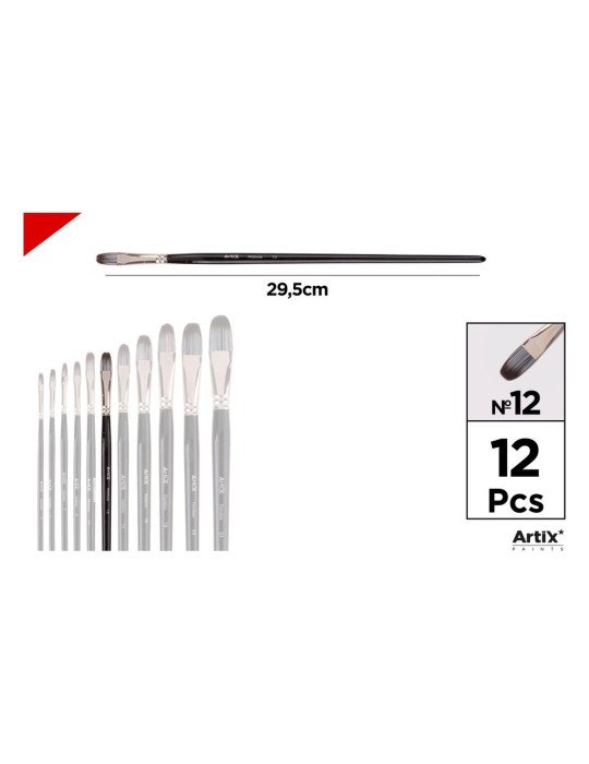 Pincel lengua de gato de pelo sintético gris y blanco - Artix, Nº 12