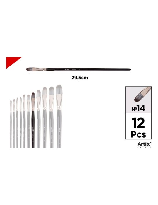 Pincel lengua de gato de pelo sintético gris y blanco - Artix, Nº 14