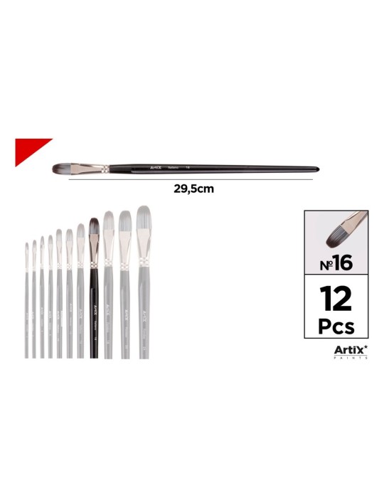 Pincel lengua de gato de pelo sintético gris y blanco - Artix, Nº 16