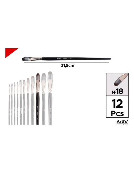 Pincel lengua de gato de pelo sintético gris y blanco - Artix, Nº 18