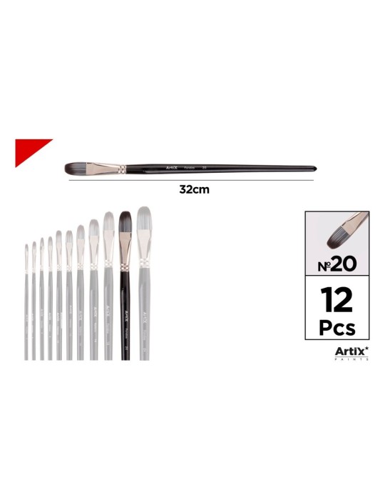 Pincel lengua de gato de pelo sintético gris y blanco - Artix, Nº 20