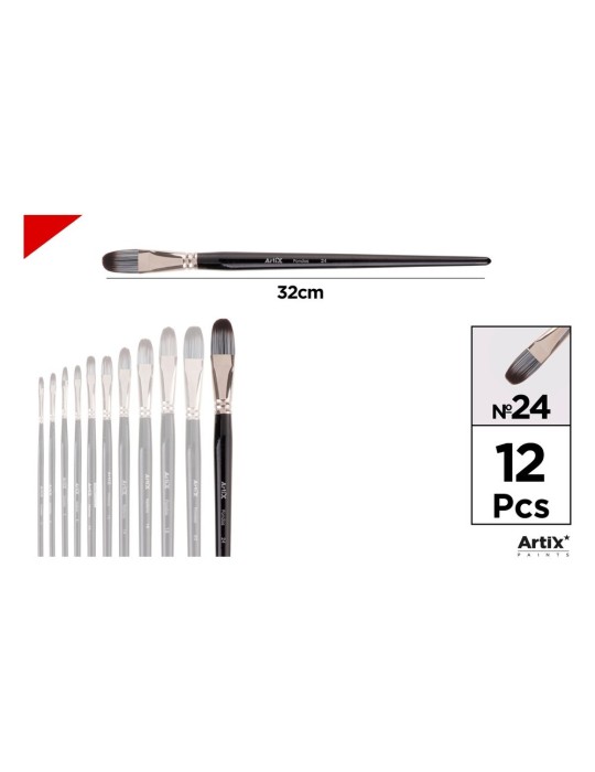 Pincel lengua de gato de pelo sintético gris y blanco - Artix, Nº 24