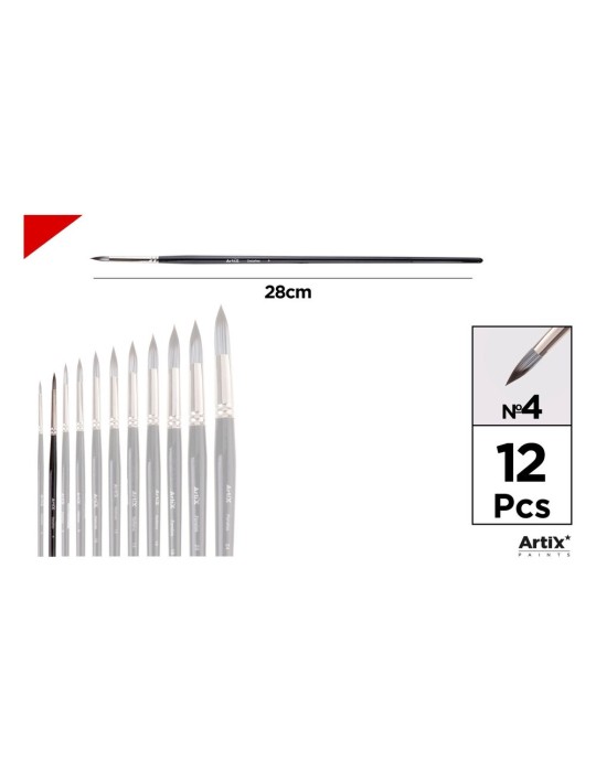 Pincel redondo de pelo sintético gris y blanco - Artix, Nº 4