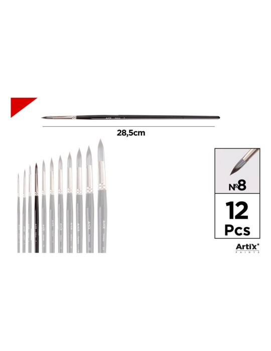 Pincel redondo de pelo sintético gris y blanco - Artix, Nº 8