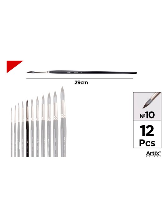 Pincel redondo de pelo sintético gris y blanco - Artix, Nº 10