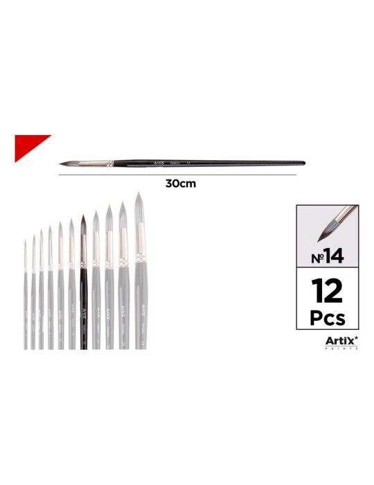 Pincel redondo de pelo sintético gris y blanco - Artix, Nº 14