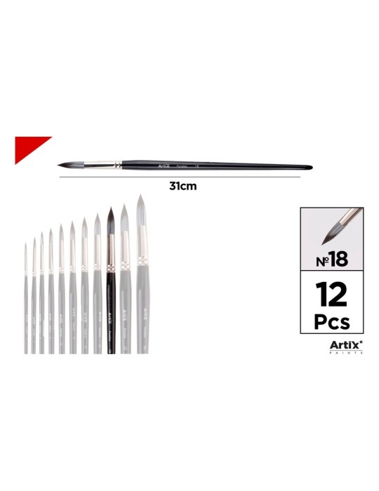 Pincel redondo de pelo sintético gris y blanco - Artix, Nº 18