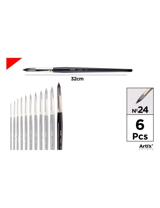 Pincel redondo de pelo sintético gris y blanco - Artix, Nº 24