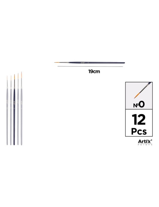 Pincel extrafino de pelo sintético bicolor, mango azul - Artix, Nº 0