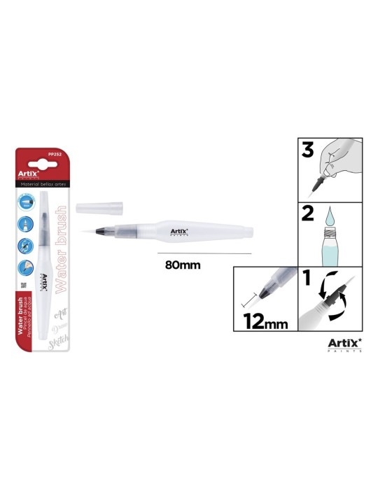 Pincel con depósito de agua rellenable - Artix, Punta fina 12 mm