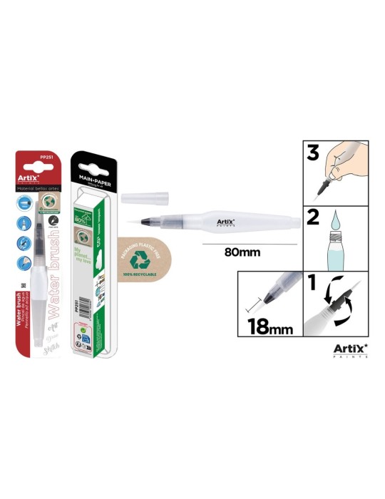 Pincel con depósito de agua rellenable - Artix, Punta gruesa 18 mm