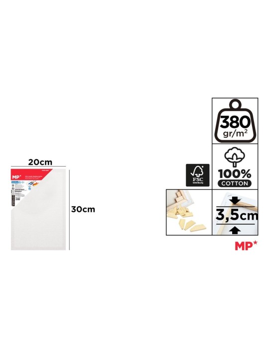 Lienzo de 100% algodón, canto 3,5 cm, 380 g/m², 20 × 30 cm