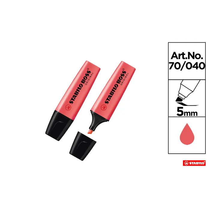 Marcador Boss Original 70 5 mm - Stabilo, 40 rojo