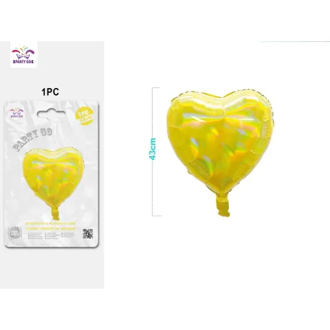 Globos Mylar Láser de Corazón Color Dorado 43cm 1 Pieza - PartyGO