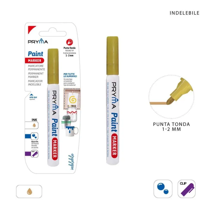 Marcador de pintura permanente de punta redonda de 1 mm-2 mm - Pryma, Oro