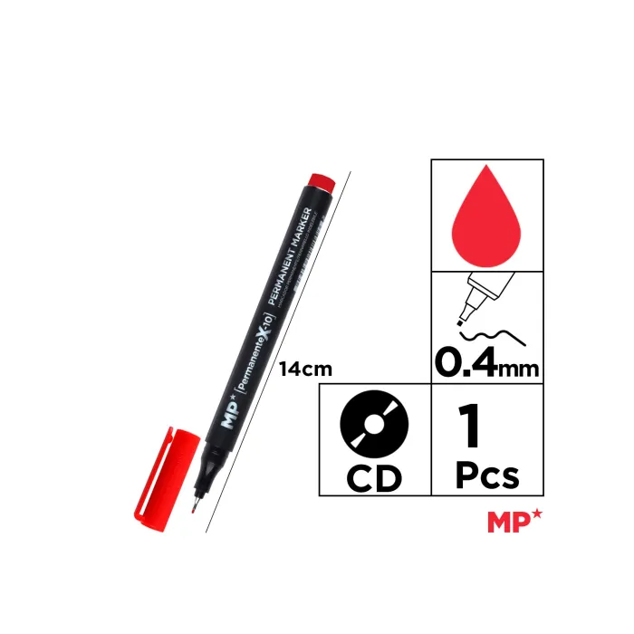 Marcador CD Permanente con Punta Fina 0,4 mm, Rojo