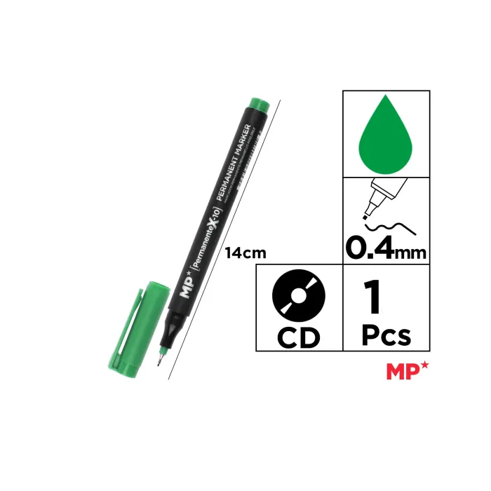Marcador CD Permanente con Punta Fina 0,4 mm, Verde
