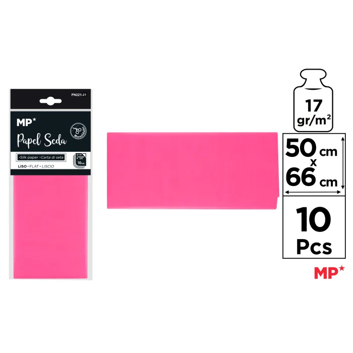 Papel seda de 50 × 66 cm, paquete de 10 hojas, 21ROSA fucsia