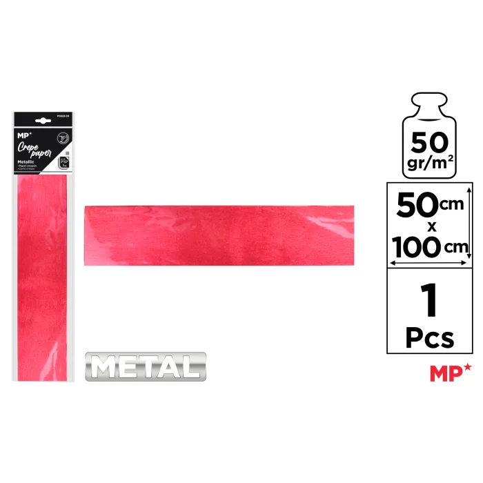 Papel Crespón Metálico 50 × 100, Rojo metalizado