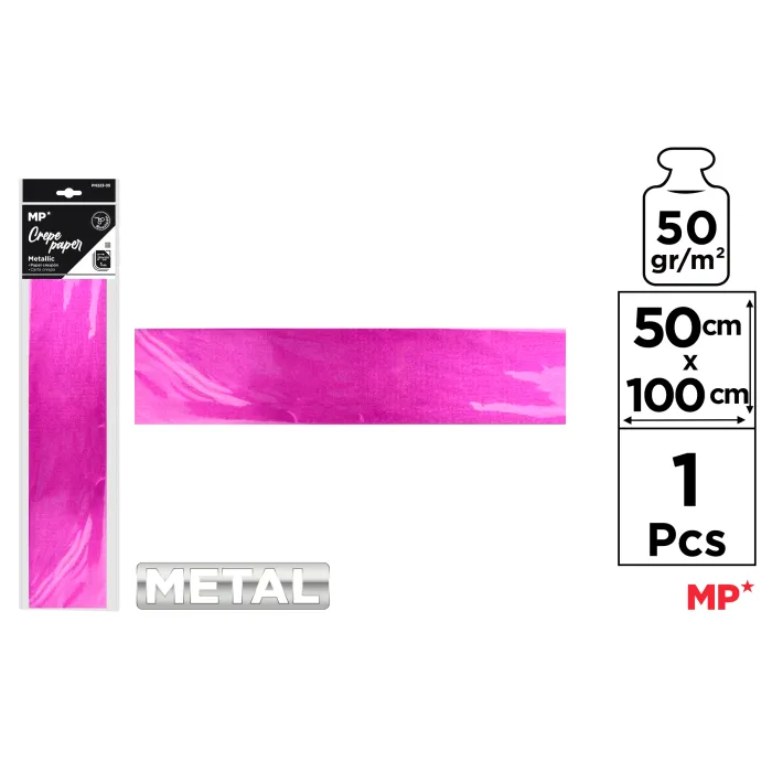 Papel Crespón Metálico 50 × 100, Rosa metalizado