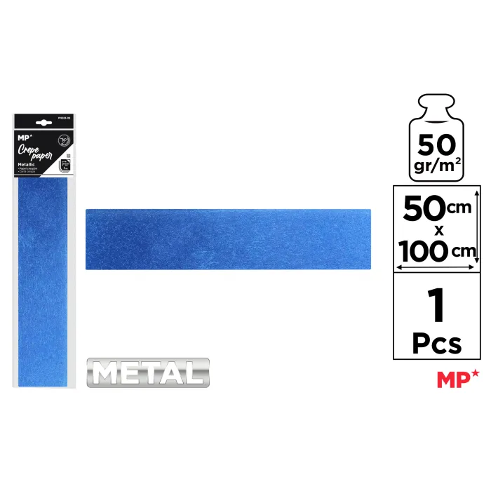 Papel Crespón Metálico 50 × 100, Azul metalizado