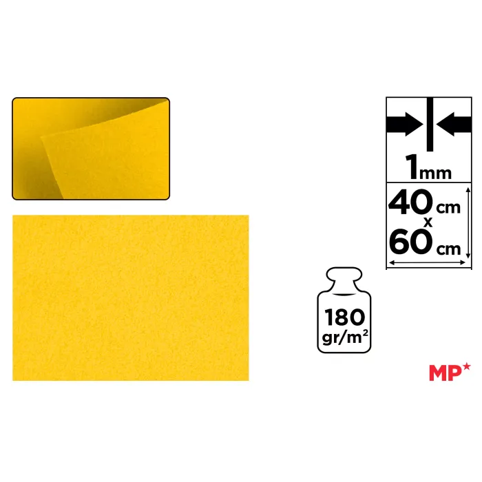 Lámina de Fieltro 40 × 60 cm 1 mm 180 g/m², 64 oro